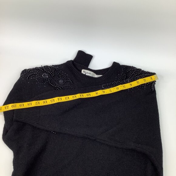 Vintage Western Connection 80's Beaded Slouch Sweater Large Gothic Acadamia 80's - Picture 7 of 8